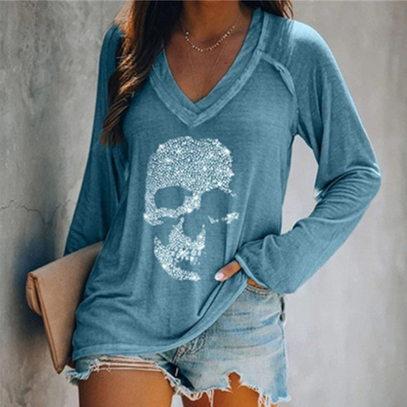 Skull Print Long Sleeve T-Shirts