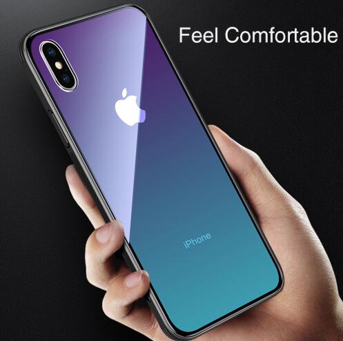 Invomall Luxury Gradient Color Tempered Glass Case For iphone