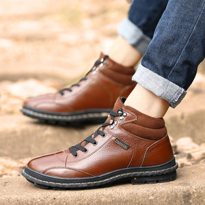 Invomall Fashion Autumn Winter Genuine Leather Casual Boots