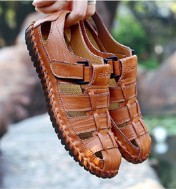 Invomall Summer Men's Genuine Leather Sandals