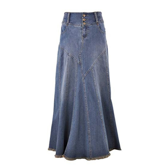 Fashion Vintage Long Denim Skirt