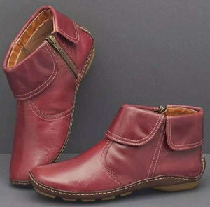 Women's Leather Side Zipper Martin Boots
