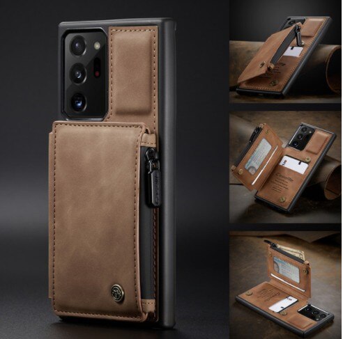 Invomall Zipper Leather Wallet Case For Samsung Galaxy Note 20 S20 Ultra S10 E S9 S8 Plus