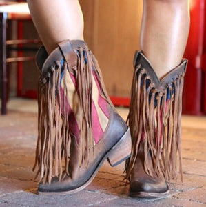 Shoes - Women's Ethnic Long Tassel Knight Boots