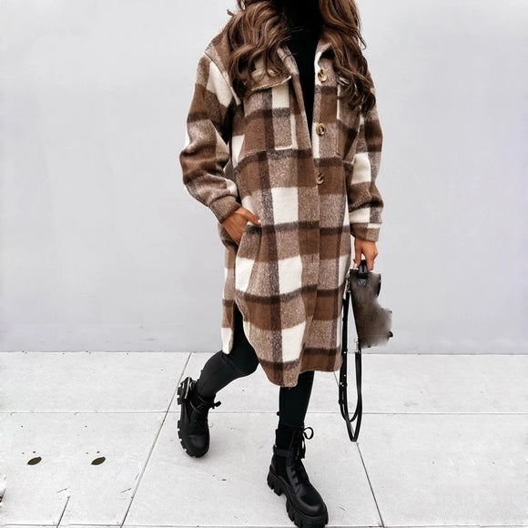 Invomall Women's Faux Fur Long Trench Coats