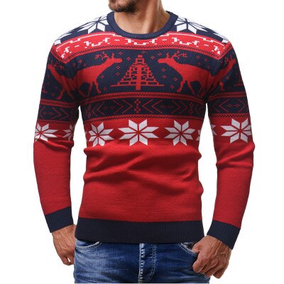 Invomall Men's Christmas Deer Print Sweater