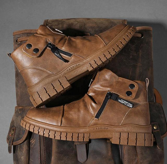 Solid Colors Plush Motorcycle Boots