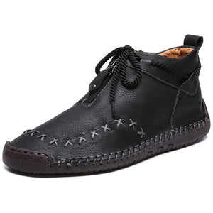 Invomall Men's Leather Ankle Boots Driving Shoes