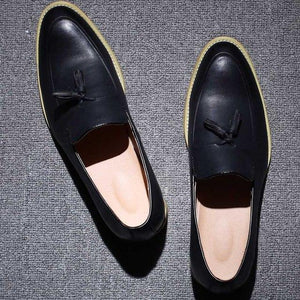 Invomall High Quality Men's Vintage Tassel Leather Loafers