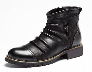 Invomall Britsh Vintage Style Men's Leather Boots
