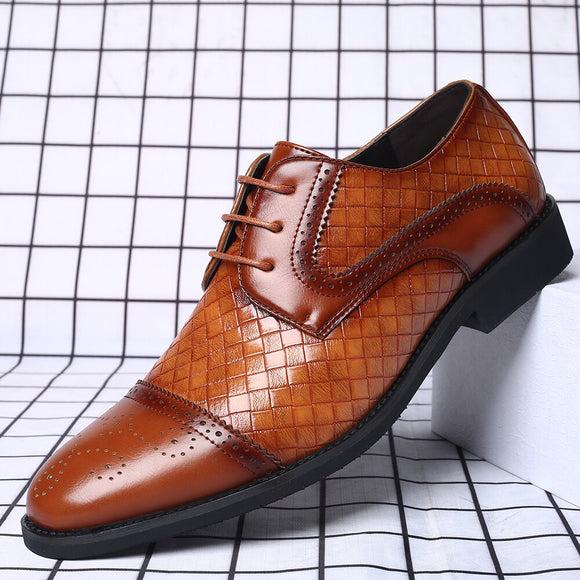 Invomall Men's Pointed Toe Leather Oxford Dress Shoes