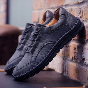 Invomall Brand Design Men's Genuine Leather Casual Shoes