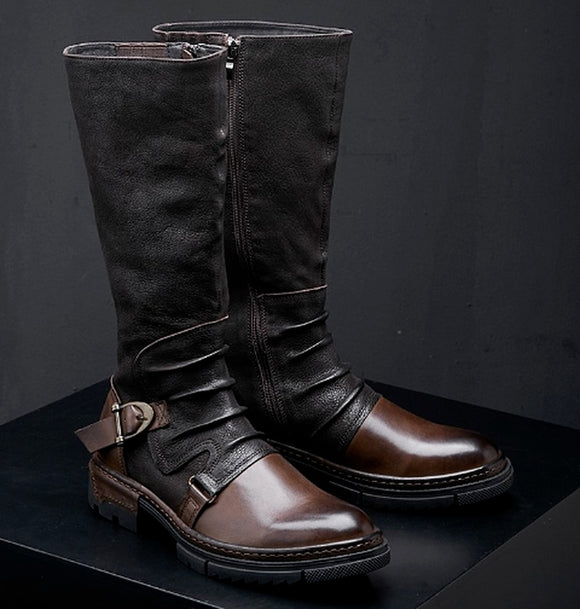 Male Mid-calf Vintage Leather Boots