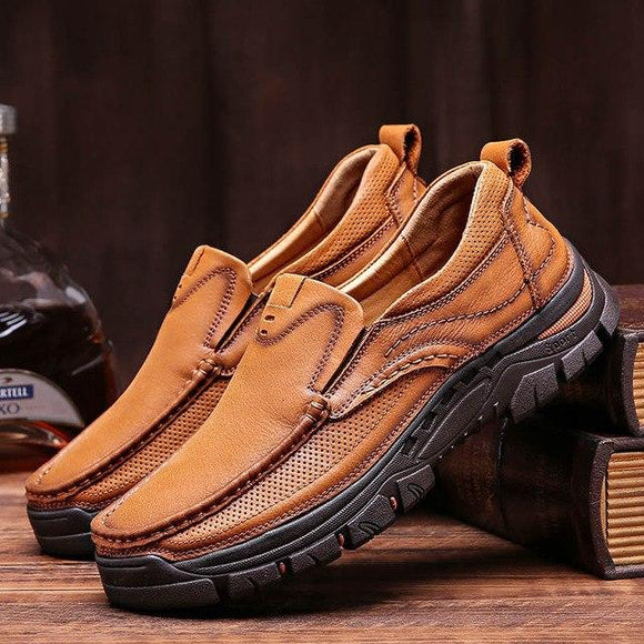 Invomall Spring Summer Men's Genuine Leather Fashion Shoes