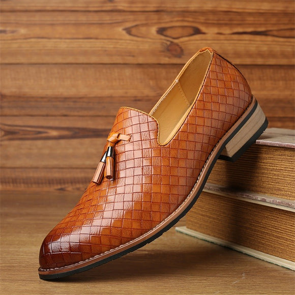 Invomall Men Casual Driving Oxfords Leather Shoes