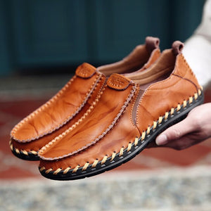 Invomall Men's Handmade Leather Loafers Moccasins