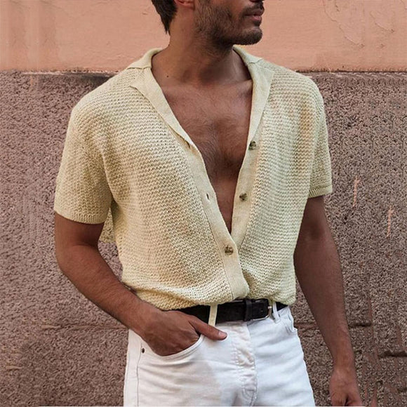 Solid Color Knitted T-shirt