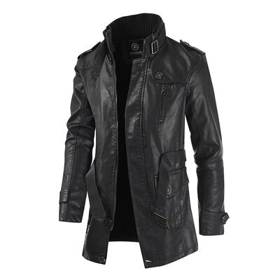 Slim-fit Leather Thicken Jacket Coat