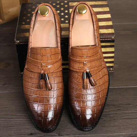 Crocodile Pattern Leather Dress Shoes
