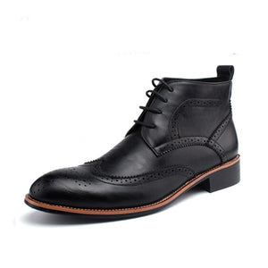 Invomall Men's Autumn Winter Leather Bullock Ankle Boots