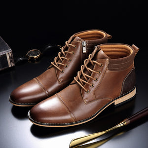 Invomall Top Quality Men's Genuine Leather Boots