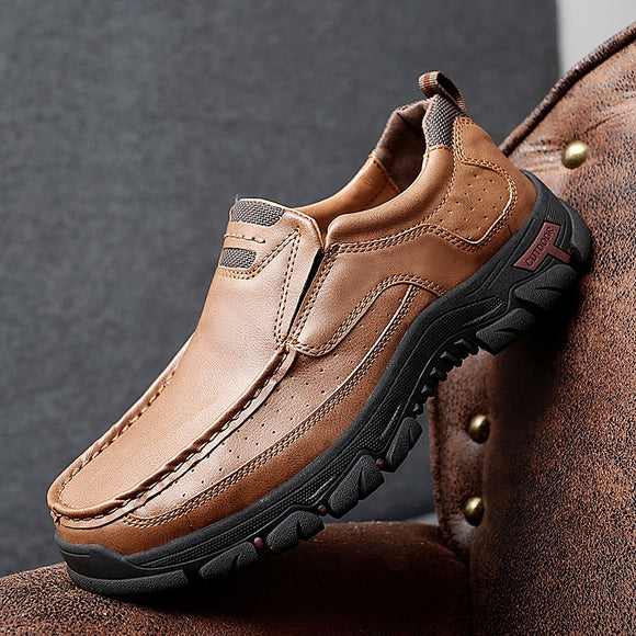Invomall Men's Handmade Soft Leather Casual Shoes