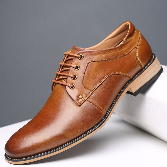 Invomall Handmade Genuine Leather Men Dress Shoes