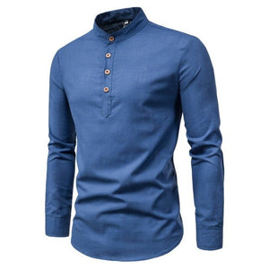 Solid Color Stand-up Collar Shirt