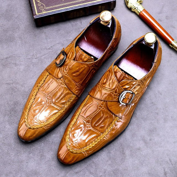 Alligator Pattern Cow Leather Dress Shoes