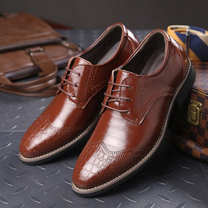 Invomall British Design Men's Leather Business Shoes
