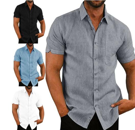 Invomall Men's Comfortable Short Shirts