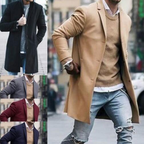 Invomall Men's Elegant Fashion Trench Coat