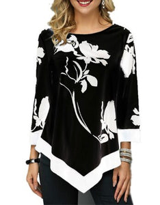 Invomall Women's Plus Size Floral Printing Blouse