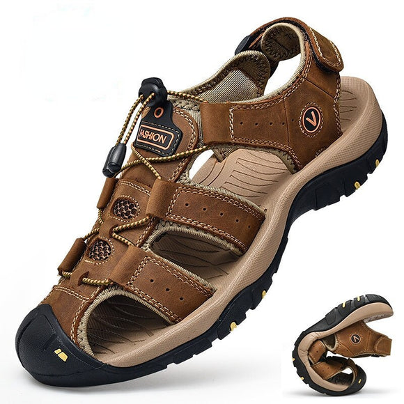 Men Outdoor Leather Non-slip Sandals