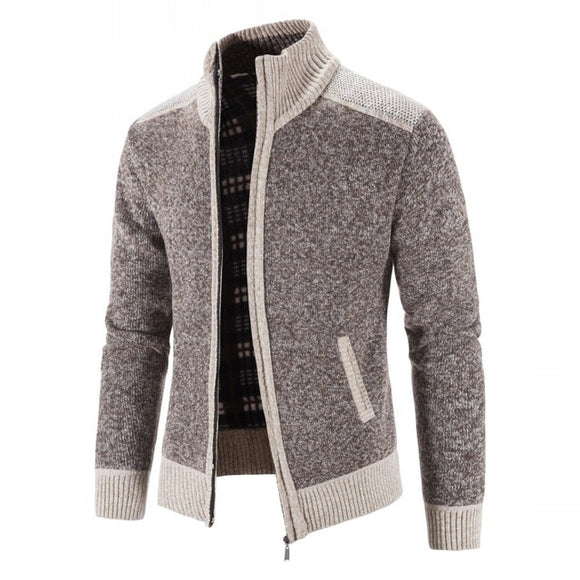 Men Knitted Patchwork Cardigan