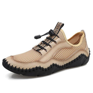 Invomall Men's Outdoor Leather Mesh Shoes