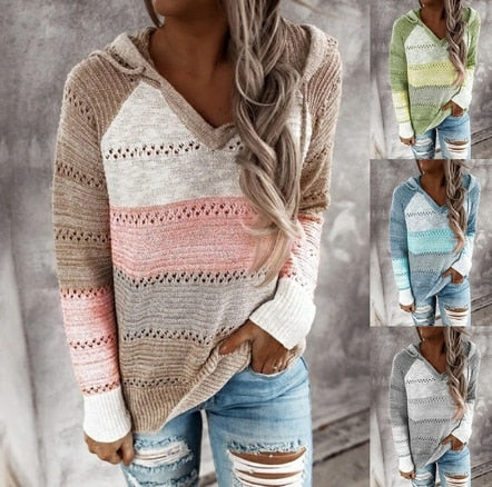 Invomall New Patchwork Hooded Sweaters