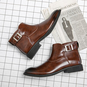 New Spring Men Leather Vintage Boots