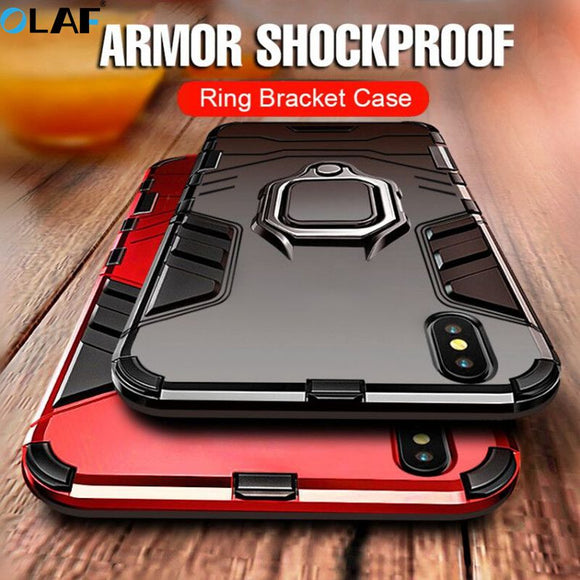 Phone Case - Heavy Duty Anti-knock Armor Phone Case for iPhone X XR XS Max With Holder