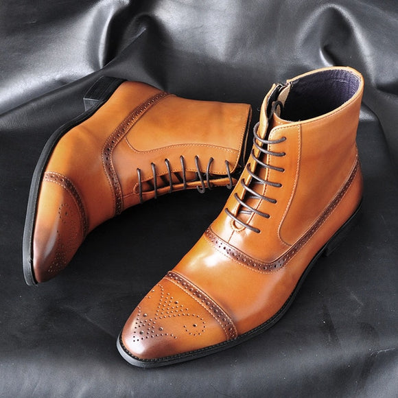 Invomall Spring Autumn Lace-up Male Casual Ankle Boots