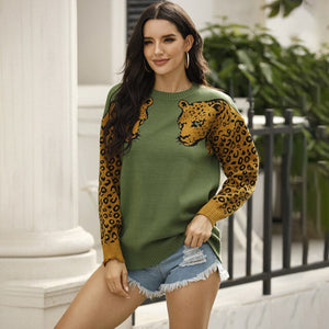 Women Leopard Pattern Pullover