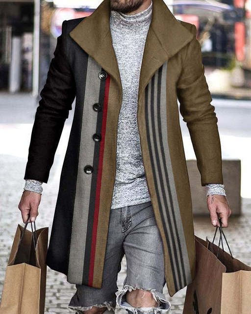 Men's Long-sleeved Woolen Coat