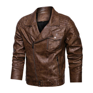 Solid Color Men's Leather Jacket