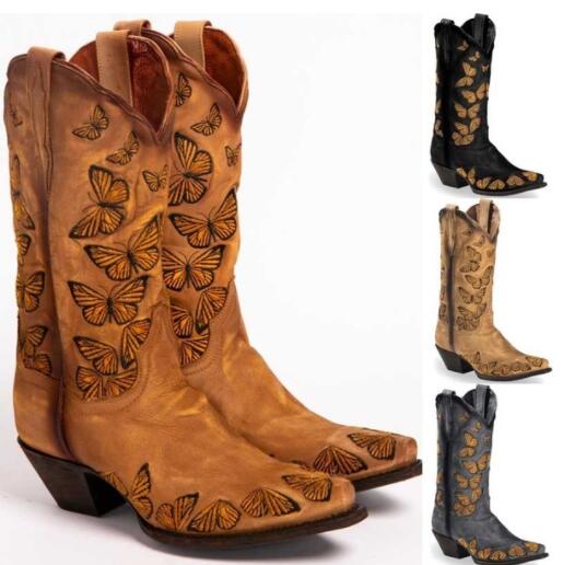 Invomall Ladies Autumn Winter Cowboy Knee High Boots