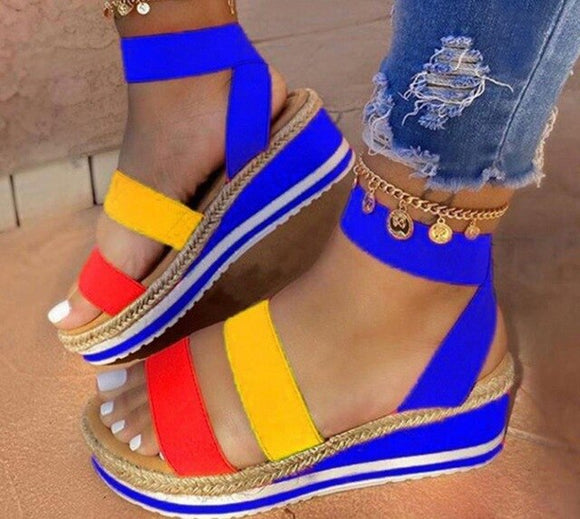 Invomall Ladies Candy Color Wedges Platform Sandals