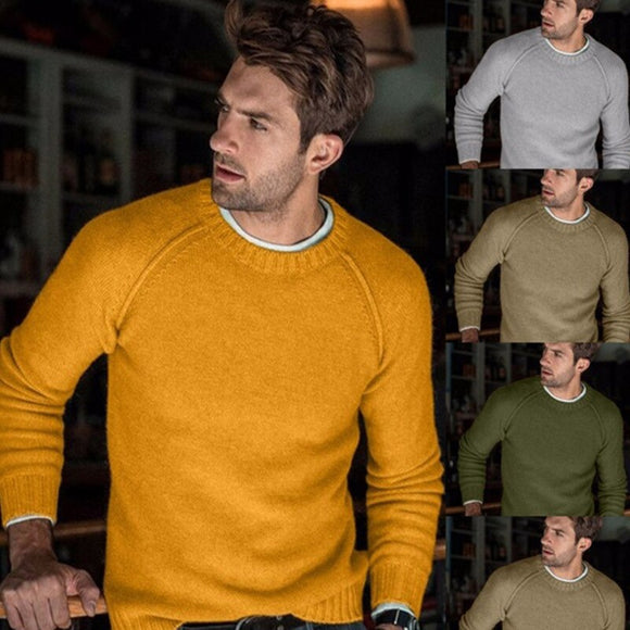 Invomall Men's Slim Fit Knitted Sweaters Pullovers