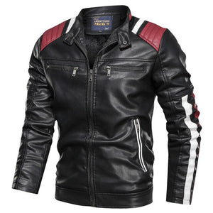 Invomall Men's Fashion Warm Bomber Leather Jacket