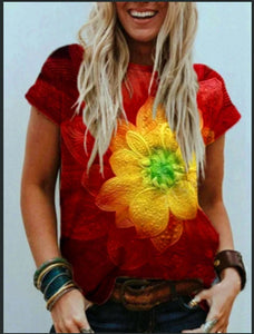 Women Short Sleeve Floral Print T Shirt