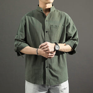 Three-quarter Sleeve Linen Shirt