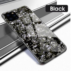 Invomall Luxury Shell Texture Tempered Glass Shockproof Phone Case For iPhone